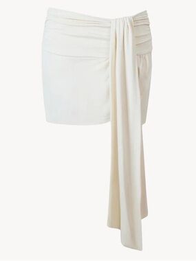 Ivory Mini Skirt with Draped Side Sash